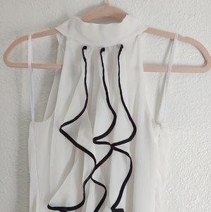 B. Wear Byer California Ruffle Top Black White